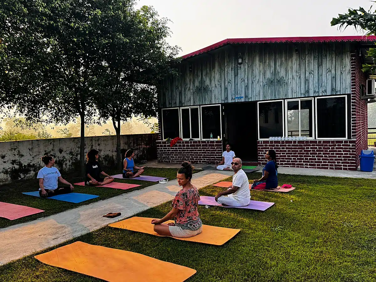 Yoga routine during Panchakarma retreat in Rishikesh at Yan Cure